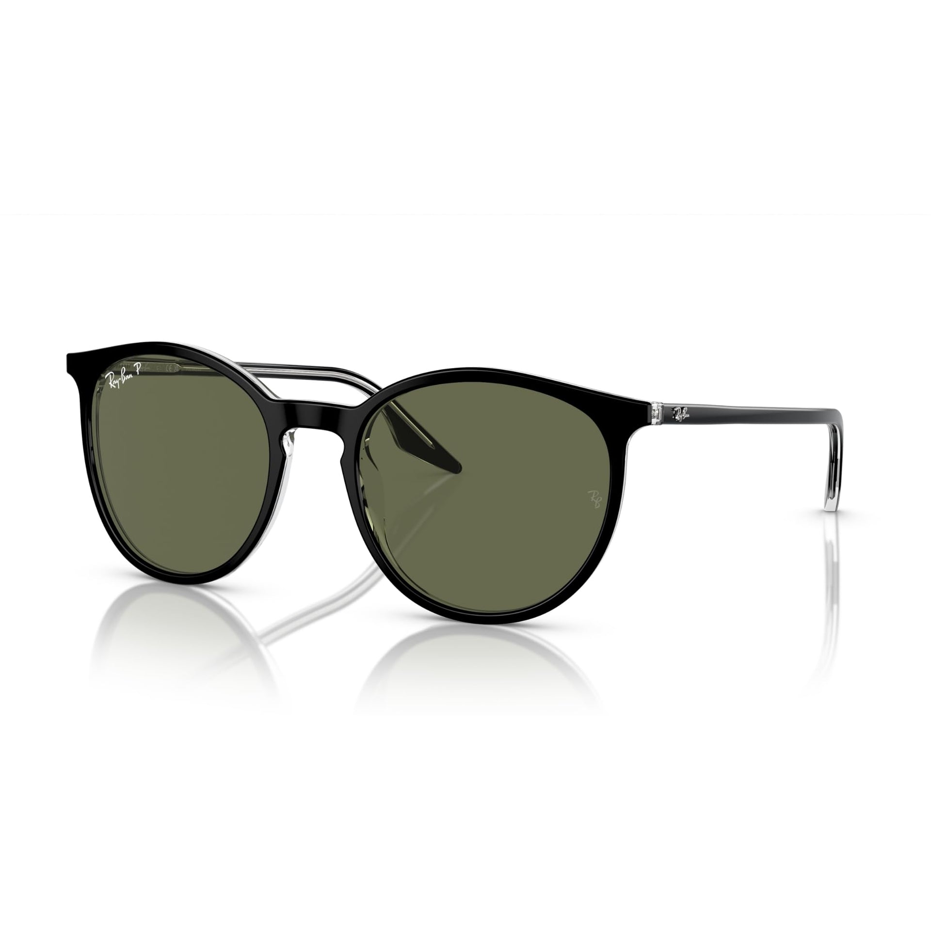 Ray-Ban Havana On RB2204 Sunglasses - Black on Transparent / Green / Small - 8056597936576