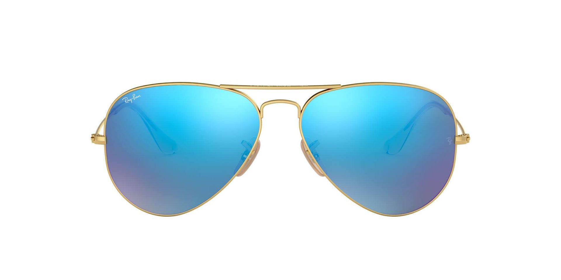 Ray-Ban Aviator RB3025 Sunglasses - Matte Gold/Grey Mirrored Blue / 58 mm - 8053672000481