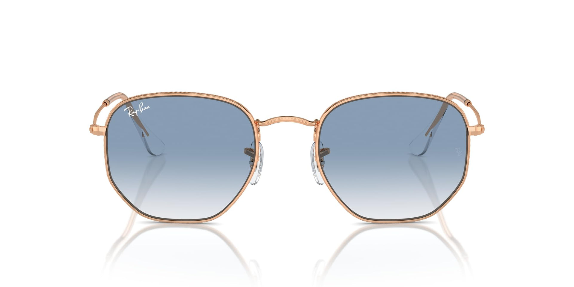Ray-Ban Hexagonal Hexagonal RB3548 Sunglasses - Rose Gold/Clear Gradient Blue / 51 mm - 8056262055038