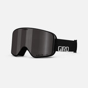 Giro snow goggles with black frame, dark smoke lens, and branded adjustable strap
