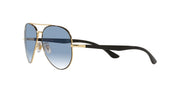Ray-Ban Aviator RB3675 Sunglasses - Black on Gold/Clear Gradient Blue / 58 mm - 8056597432214 - Additional Image 2