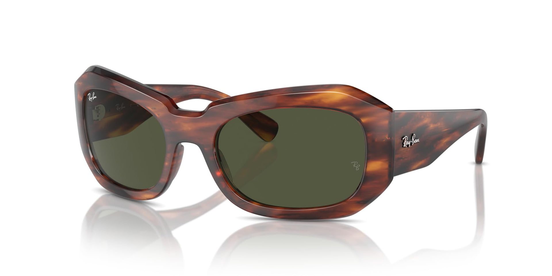 Ray-Ban Beate RB2212 Sunglasses - Striped Havana/Green / 56 mm - X0045V8E2R - Additional Image 1