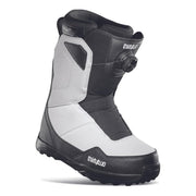 Men's white and black snowboard BOA boots with dial closure and padded cuff