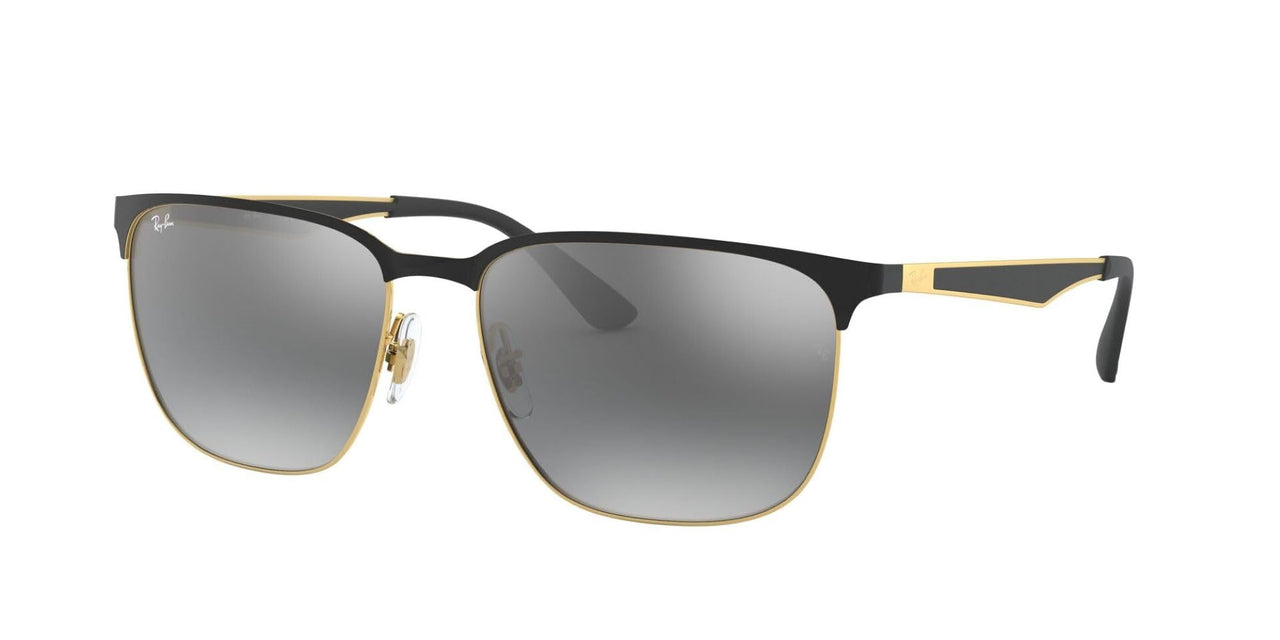 Ray-Ban RB3569 Sunglasses - Black on Gold/Grey Mirror Silver Gradient / 59 mm - 8053672828894