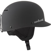 Matte black sport snow helmet with chin strap and side ventilation