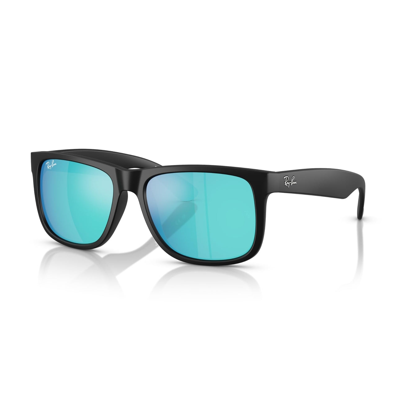 Ray-Ban Justin Low Bridge Fit RB4165F Sunglasses - Rubber Black/Blue Mirror Non-polarized / Large - 8053672628326