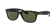 Ray-Ban New Wayfarer Low Bridge Fit RB2132F Sunglasses - Rubber Black/G-15 Green / 55 mm - 8053672060553