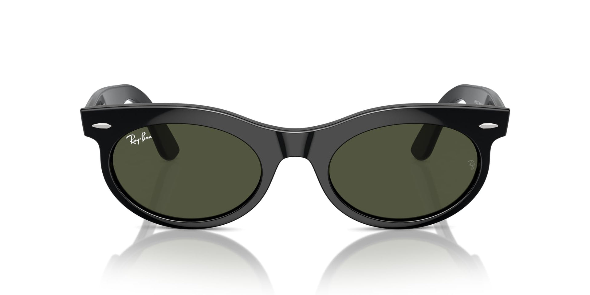 Ray-Ban Wayfarer Oval Low Bridge Fit RB2242F Sunglasses - Black/Green / 53 mm - 8056262048283