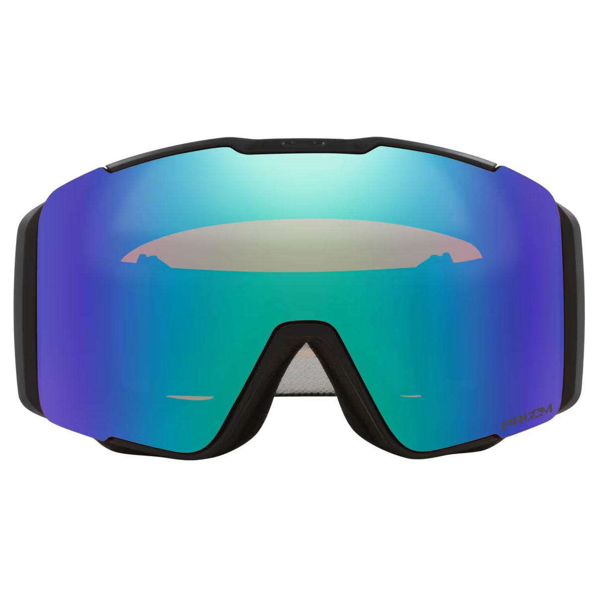 Snow goggle with wide black frame and teal-to-purple Prizm lens