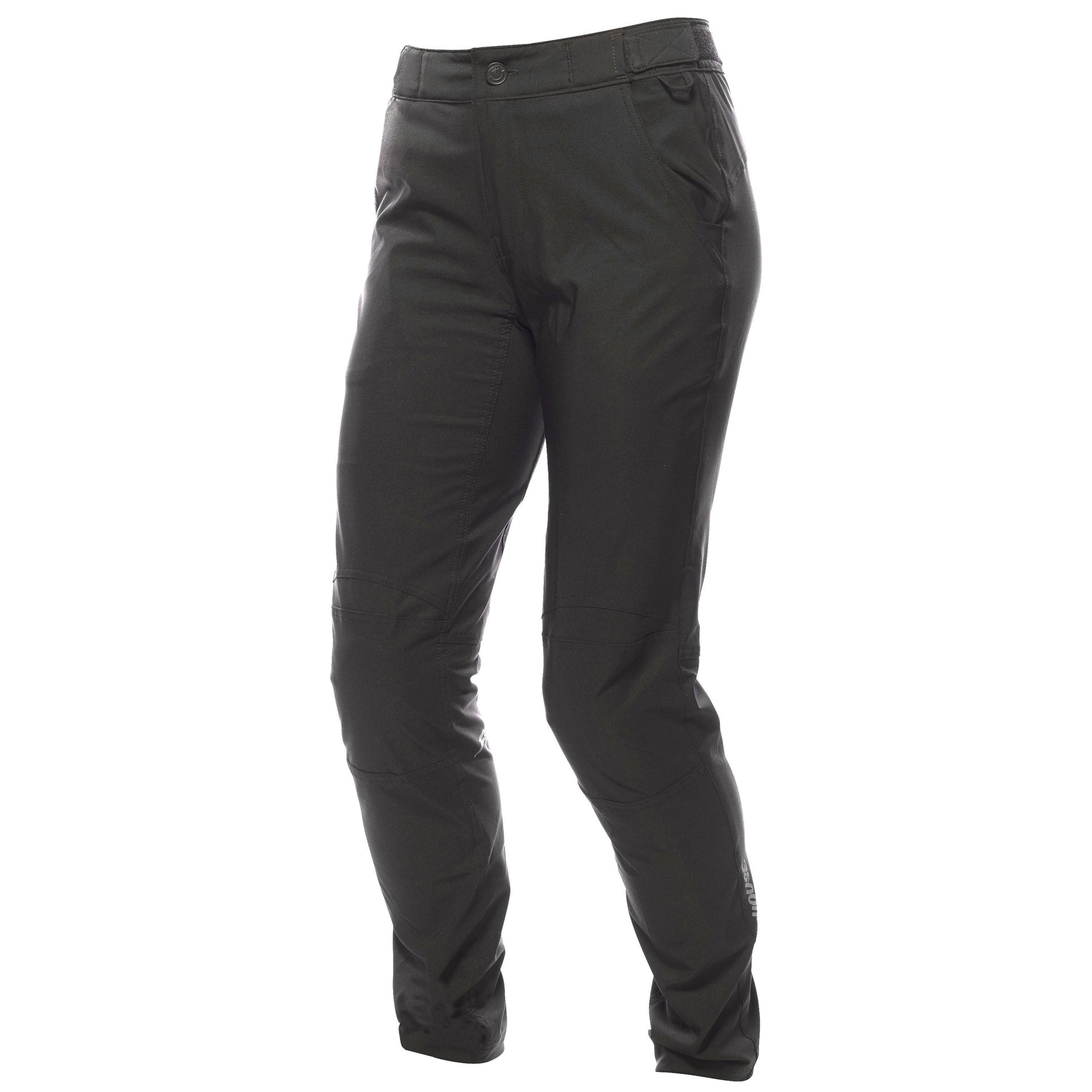 Women’s shredder riding pants, black, tapered leg with zipper cuffs