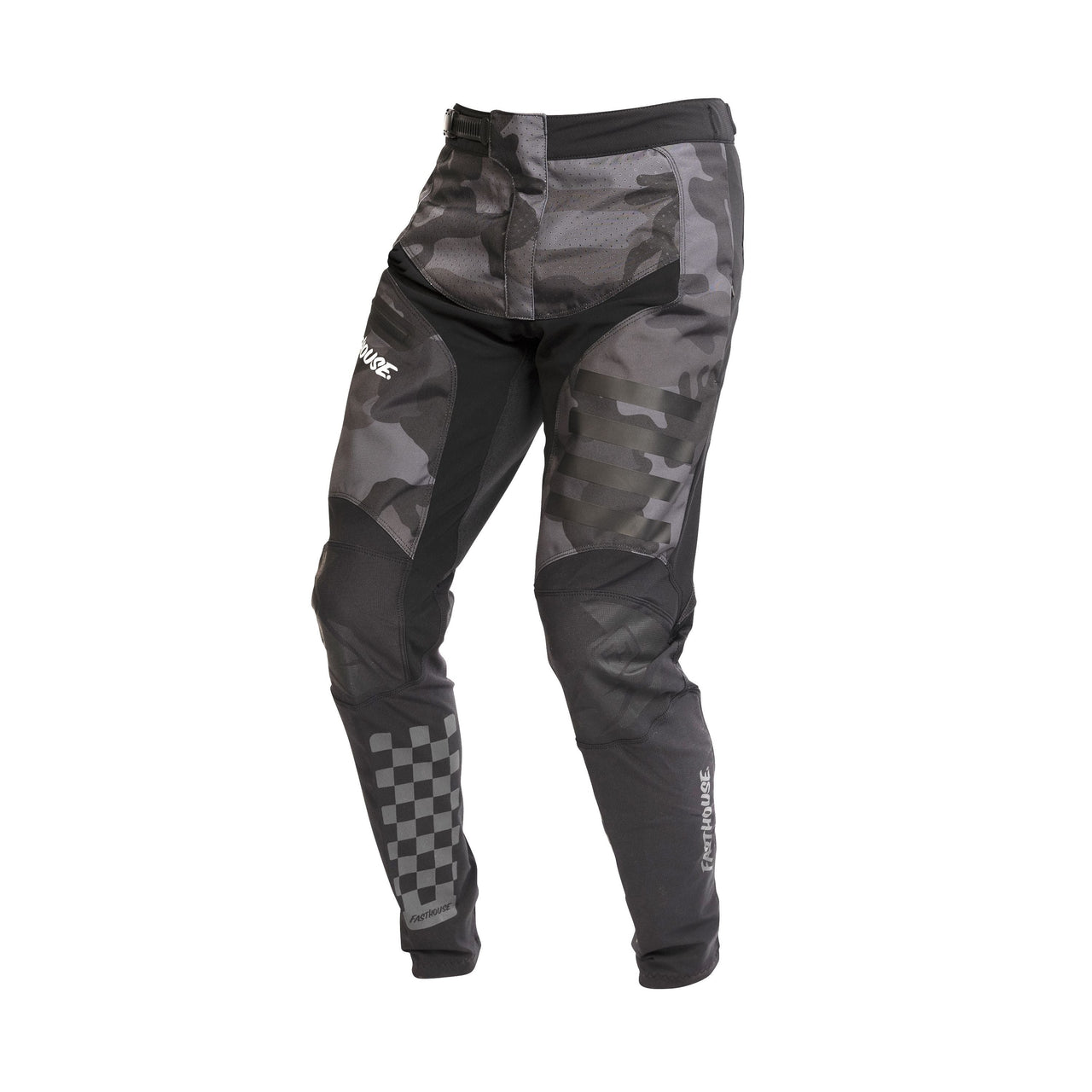 Fasthouse Youth Fastline 2.0 pant in black/gray camo with reinforced knee panels