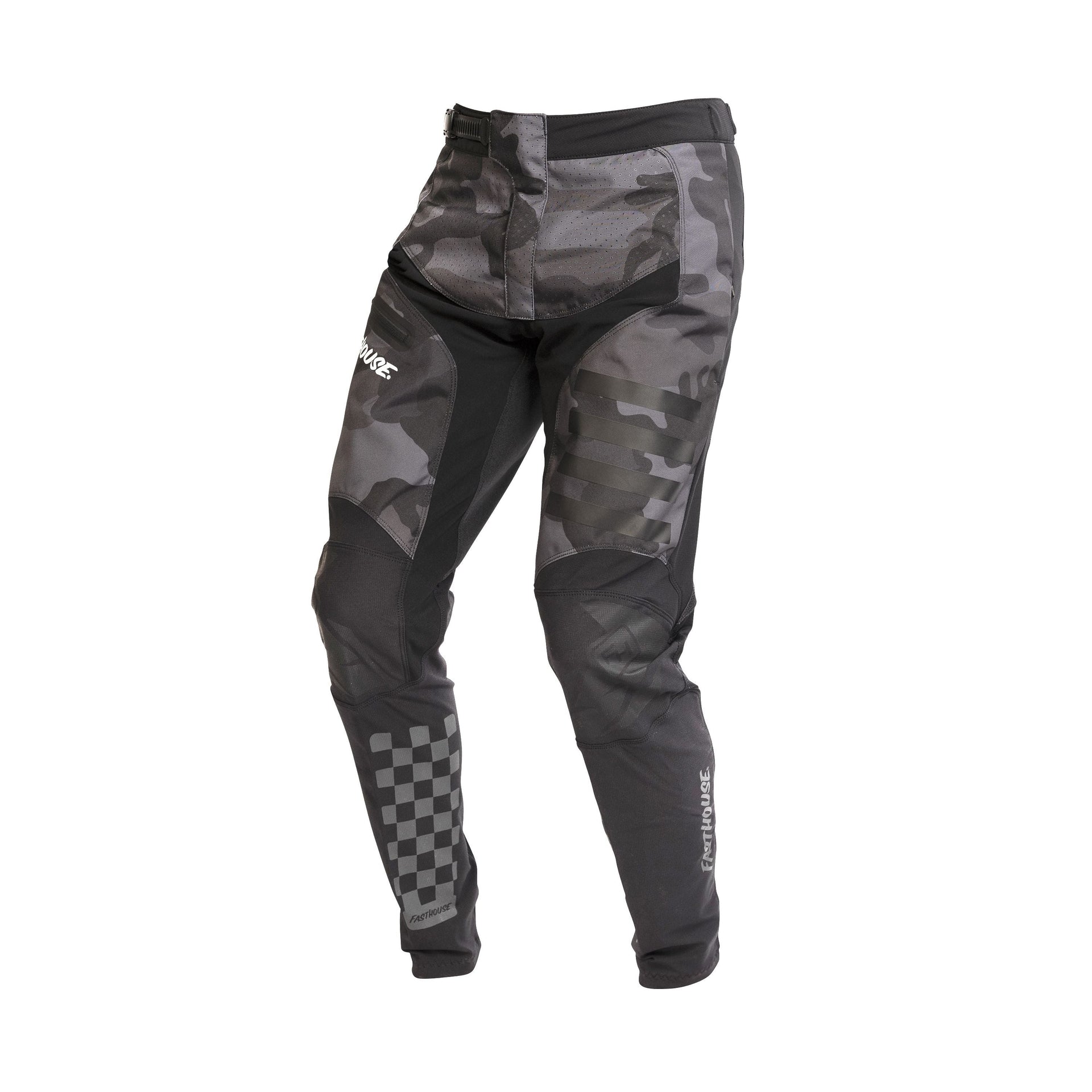 Fasthouse Youth Fastline 2.0 pant in black/gray camo with reinforced knee panels