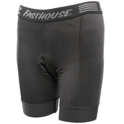 Black Fasthouse trail liner shorts with contoured chamois and logo waistband