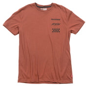 Rust tech tee with FASTHOUSE logo, F&H text, and checker graphic