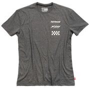 Heather gray tech tee front with FASTHOUSE, F&H, and checker graphic