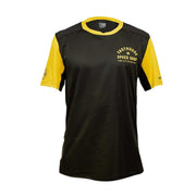 Youth short-sleeve jersey, black with yellow trim and Fasthouse Speed Shop logo