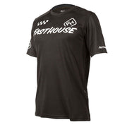 Black alloy block jersey with FastHouse logo and checkered accents, short sleeves