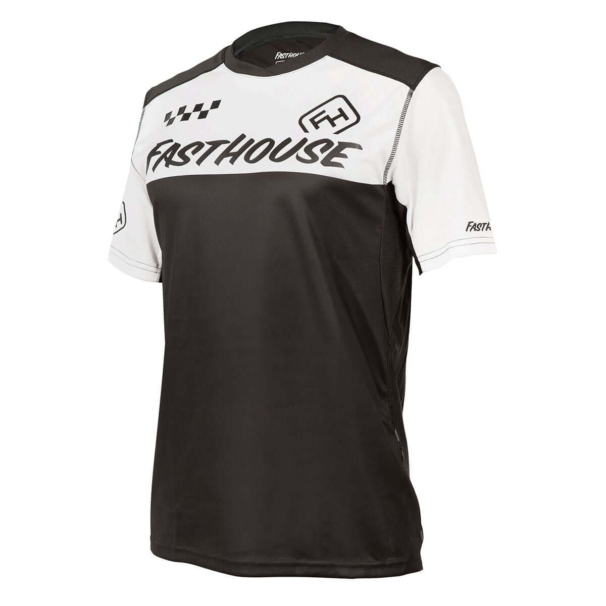 White and black alloy block jersey with FastHouse logo and short sleeves
