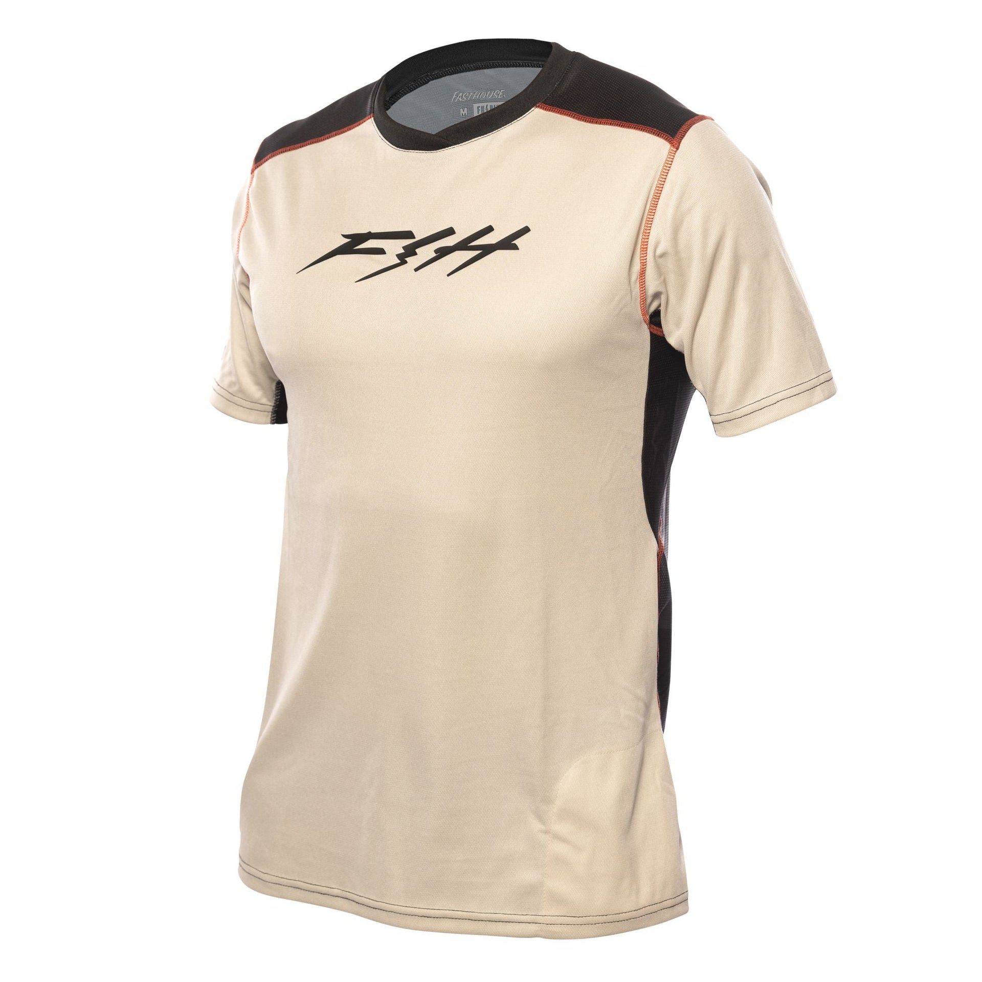 Cream short-sleeve motocross jersey with black FTH logo and red accent trim