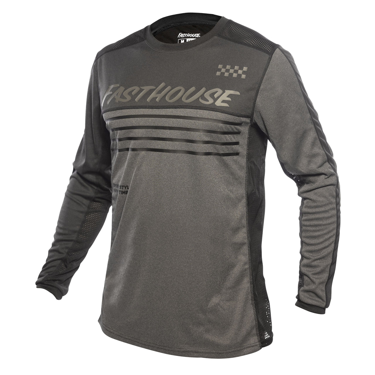 Long-sleeve motocross jersey, black heather with charcoal panels and FastHouse logo