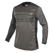 Long-sleeve motocross jersey, black heather with charcoal panels and FastHouse logo