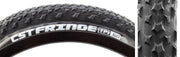 Black 24 x 2.8 clincher tire with CST Fringe tread block pattern