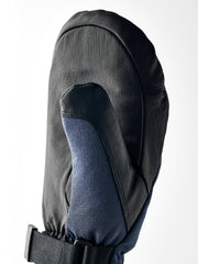 Hestra CZone Mountain mittens in black with blue interior lining and cuff strap