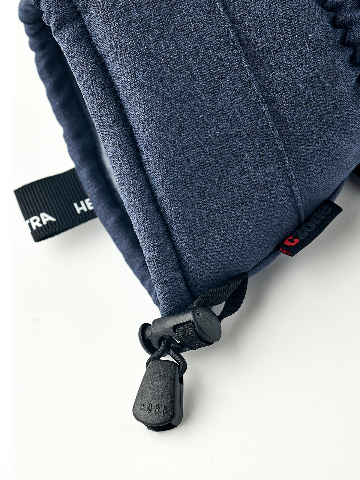 Hestra CZone Mountain mittens in navy with blue fleece lining and key tag