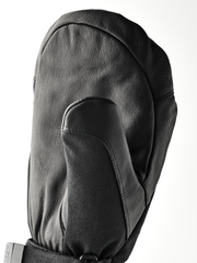Hestra CZone Mountain mitten, black leather palm with curved thumb panel
