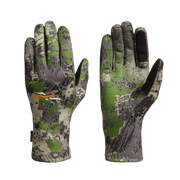 Traverse gloves in green-and-gray pixel camo with black back-of-hand accents