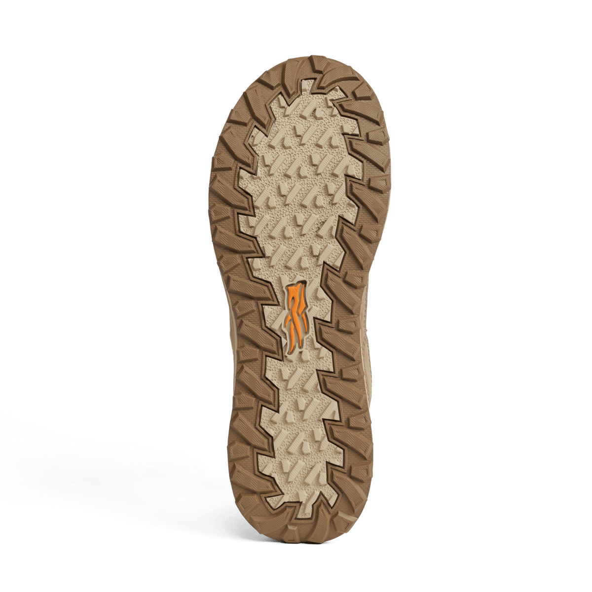 Rover GTX LTH boot outsole with tan tread pattern and orange traction accent