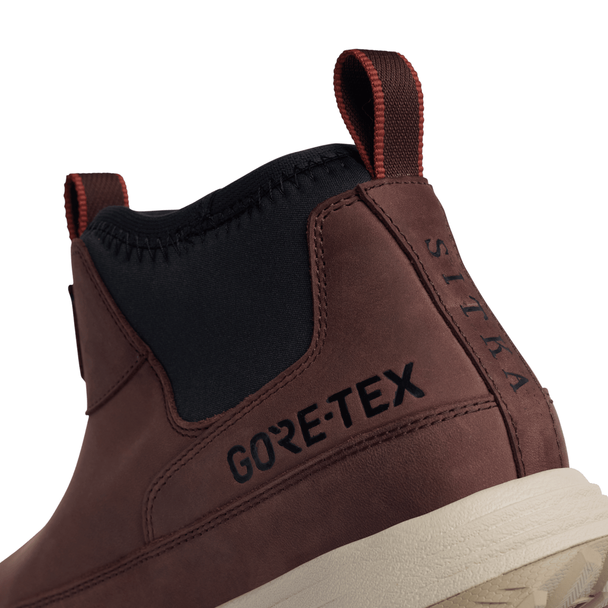Rover GTX LTH boot with brown suede upper, black side panel, and GORE-TEX branding