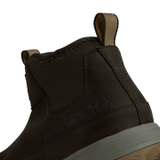 Dark brown boot with GORE-TEX logo detail and padded collar loops