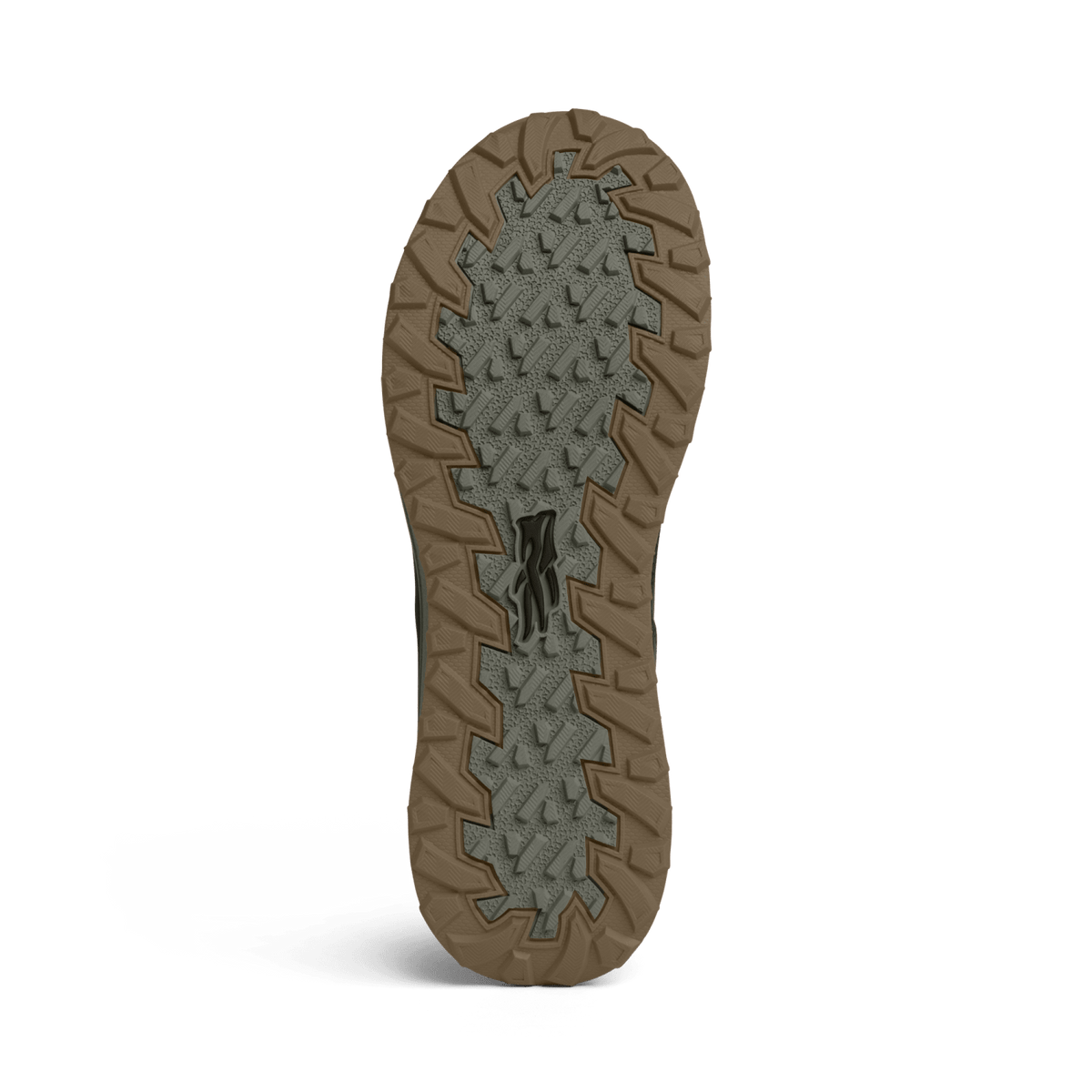 Light tan boot outsole bottom with deep traction tread and lug pattern