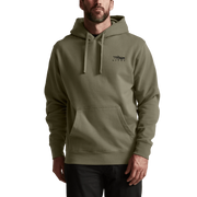 Herb green pullover hoodie with drawstring hood and front kangaroo pocket
