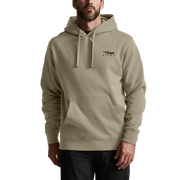 Green pullover hoodie with hood drawstrings and kangaroo pocket