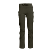 Dark green hiking pants with straight legs and cargo pockets, full-length view