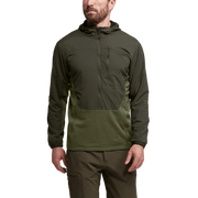 Ambient 75 hoodie in dark olive, full-zip jacket with hood and front zip pocket panel