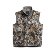 Stratus Vest 2.0 camouflage full-zip vest with stand collar and chest pockets, tan/gray