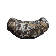 Camo insulated hand muff with rounded shape and top zipper track