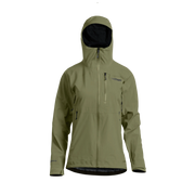 Women's Dew Point jacket, light green hooded shell with zip front and chest pocket