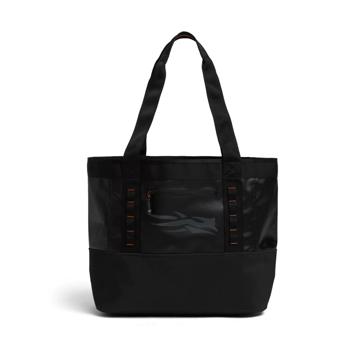 40L tote bag in Sitka Black with top handles, front logo, and zipper pockets