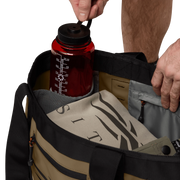 Open 40L tote bag interior with insulated lining and front zip pocket detail