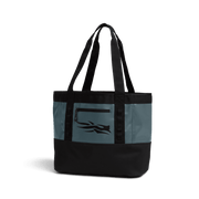 Blue and black 40L tote bag, front view with logo and top carry handles