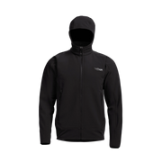 Hooded fleece jacket in black with full zip and chest logo detail