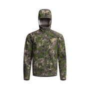 Camouflage fleece hooded jacket with full-zip front and side zip pockets