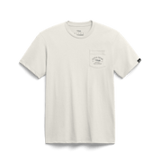 Ivory crew-neck pocket t-shirt with small chest pocket and logo patch