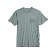 Seafoam crew-neck pocket t-shirt with small chest pocket and brand patch