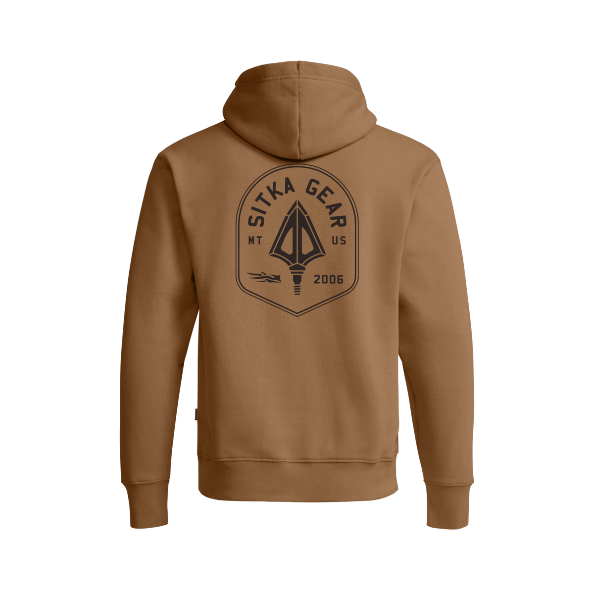 Brown pullover hoodie with hood and triangular back logo print