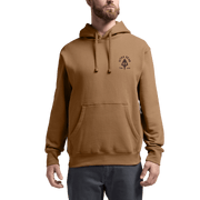 Sequoia brown pullover hoodie with hood drawstrings and Sitka Gear chest crest logo